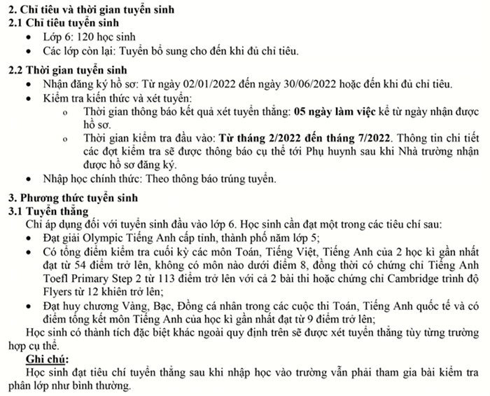 Chỉ tiêu tuyển sinh trường Việt Úc Hà Nội