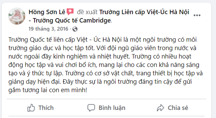 Review trường Việt Úc Hà Nội có tốt không